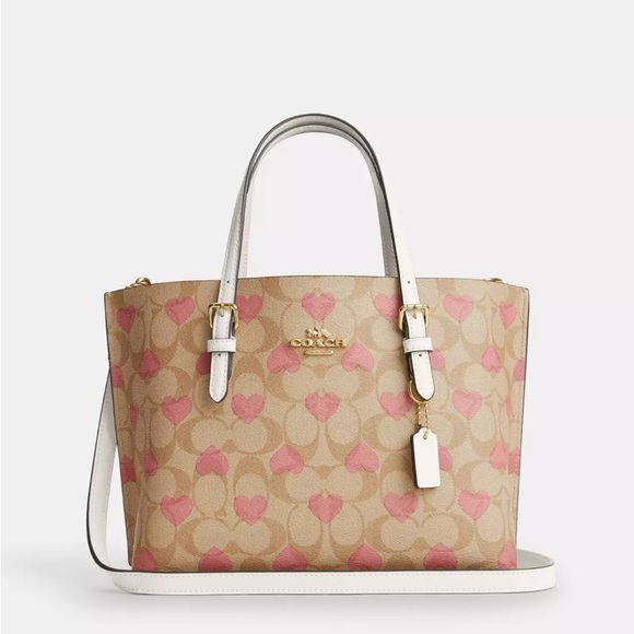 NWT Coach Mollie Tote 25 In Signature With Heart Print CP057 - Picture 1 of 8